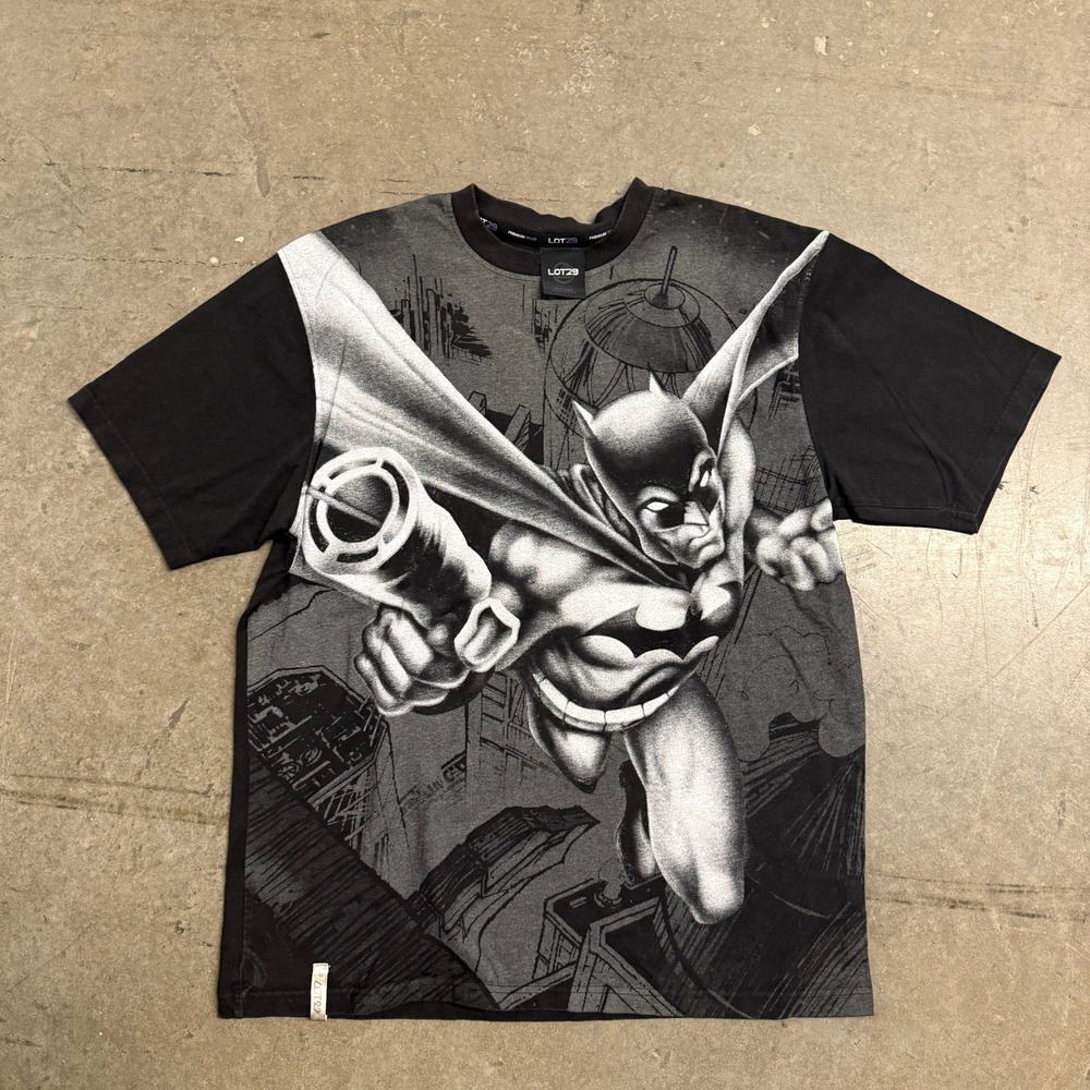 Lot29 Batman Graphic T-Shirt Mens XXL Black Grey All Over Print DC Comics Gotham